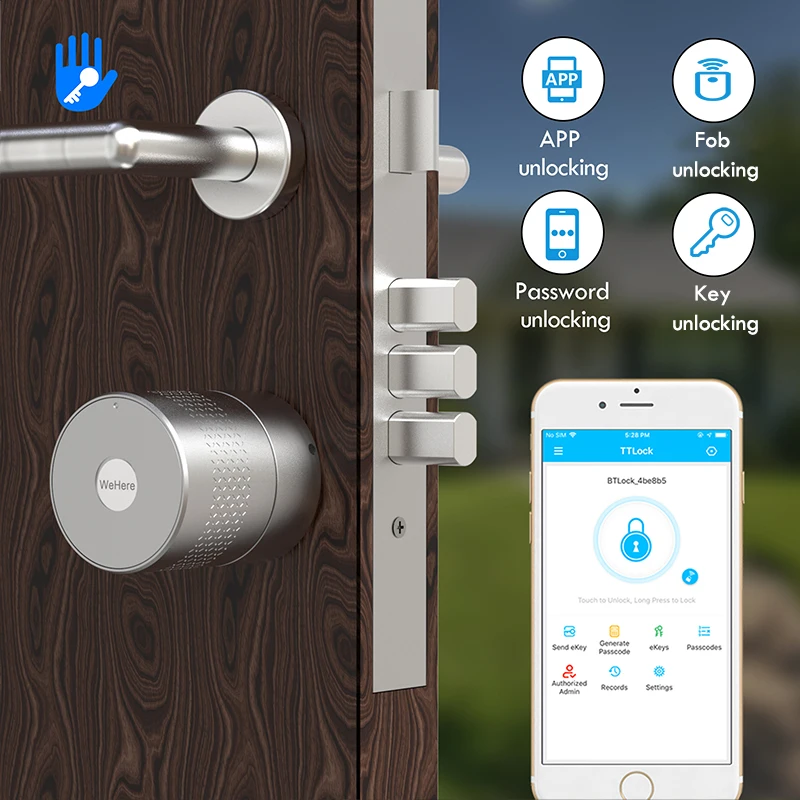 Retrofitted European Lock Smart Electronic Password Front Door Lock Cylinder with TTlock App Remote Control for Home Use