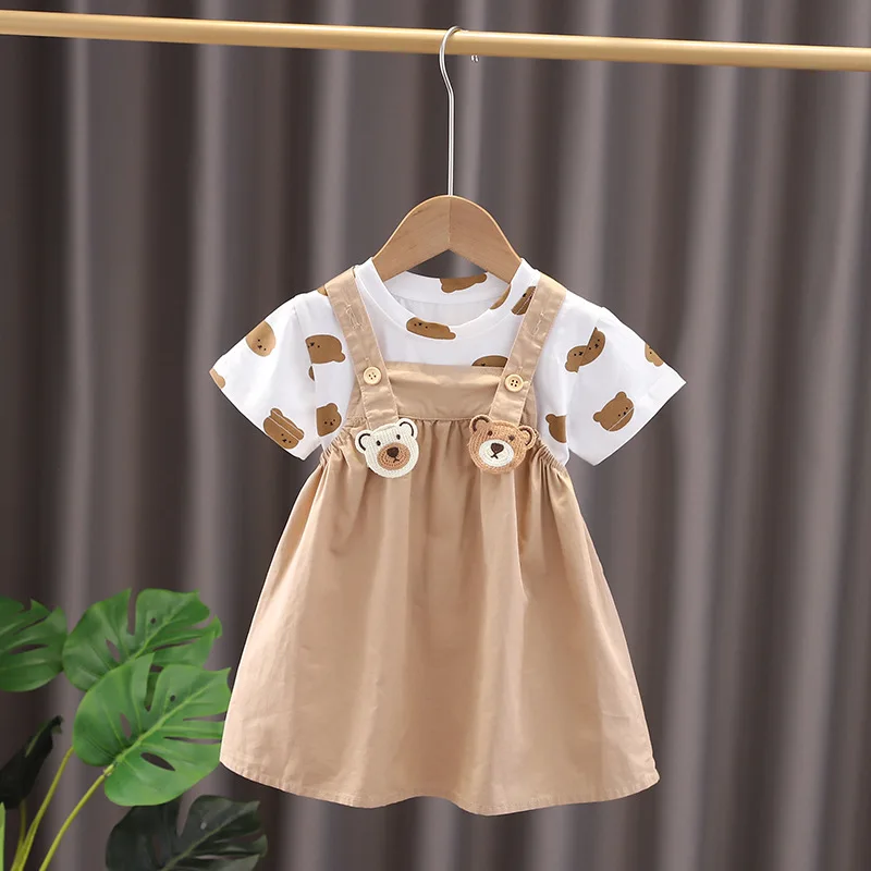 New Summer Baby Girls Clothes Suit Children Boys Cartoon T-Shirt Strap Shorts 2Pcs/Sets Toddler Casual Costume Kids Tracksuits