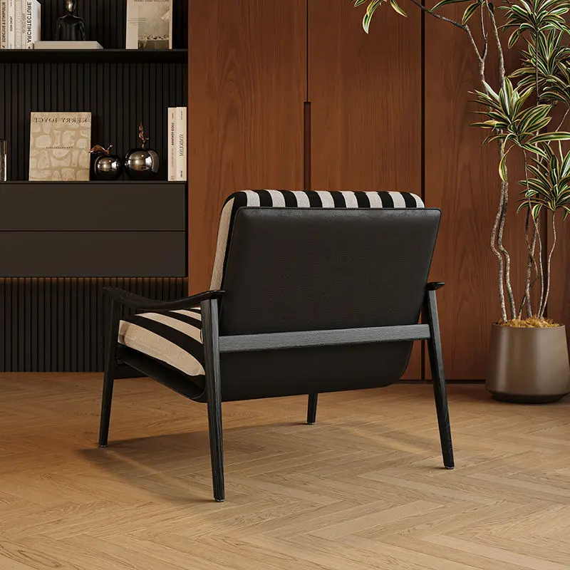 

Medieval leisure chair single sofa chair retro solid wood sofa French minimalist designer ash wood single