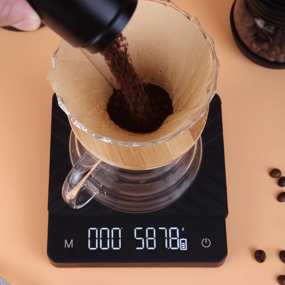 Digital Drip Coffee Scale with Timer 3kg 5kg Touch Electronic Scale Heat Insulation Pad 0.1 USB Kitchen Weight for Bake Hardware