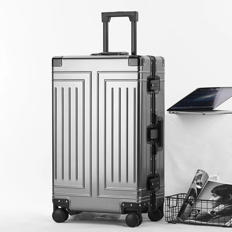 20 "24" 26 "29" Zoll Gepäck Aluminium Trolley Koffer wasserdichte metallische Kabine Gepäck Trolley Tasche mit Rädern Koffer