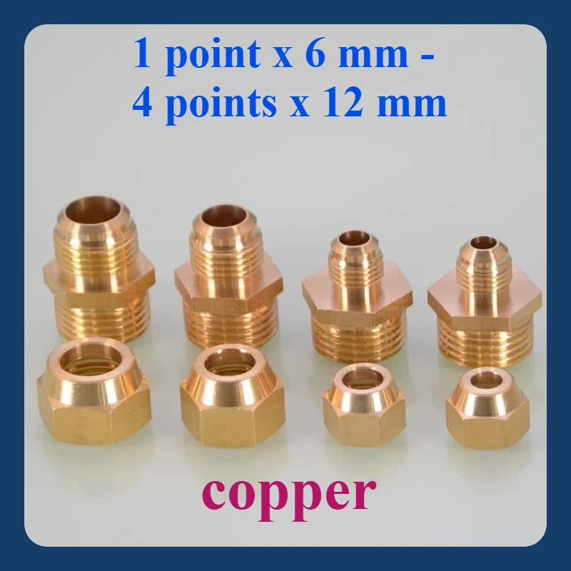 

External Thread Flared Direct Copper Tube Flare 1 Point x 6 mm - 4 Points x 12 mm Pipe Fitting