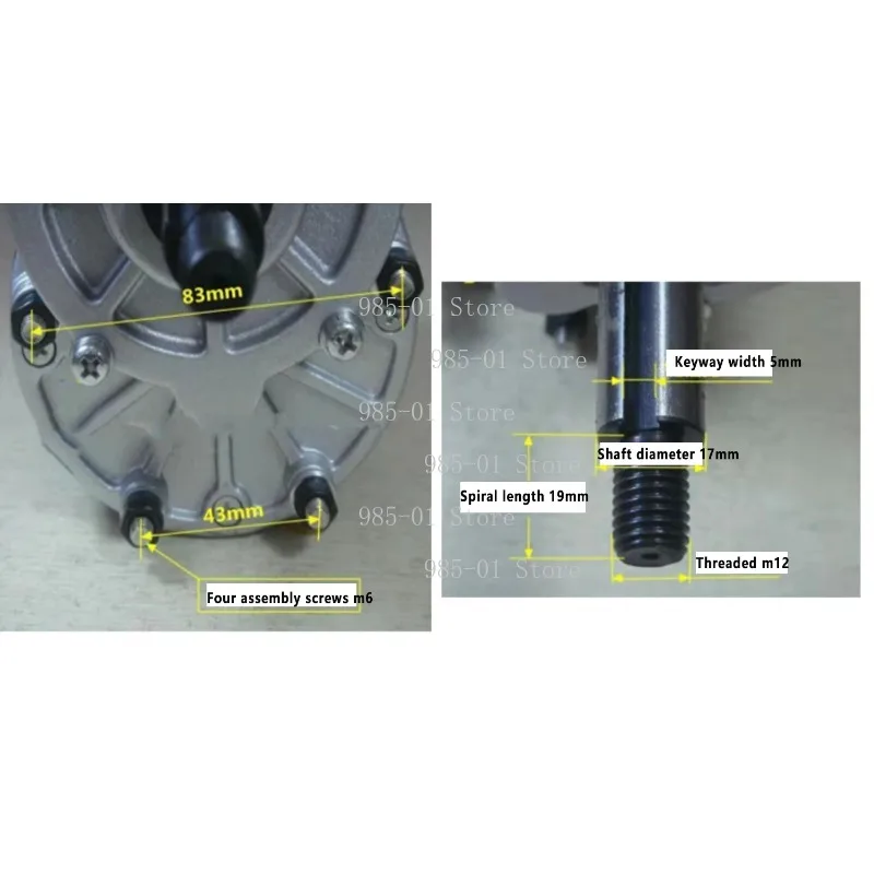 24V 250W DC brushed gear motor, 60mm long shaft and 17mm shaft diameter, suitable for self balance sports scooter view 2
