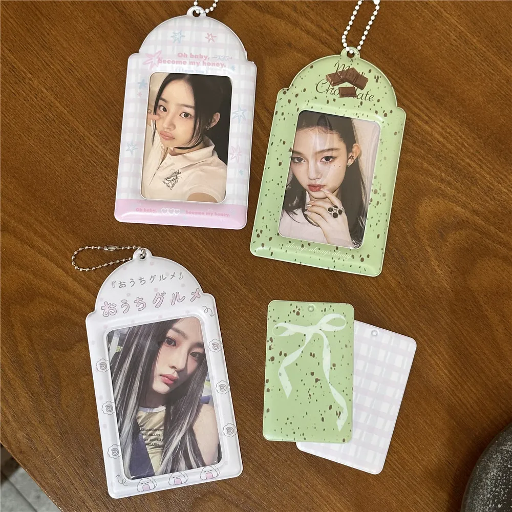 PVC Photocard Holder INS Credit ID Bank Card Keychain Bus Cards Protective Case Idol Photo Card Sleeves Stationery