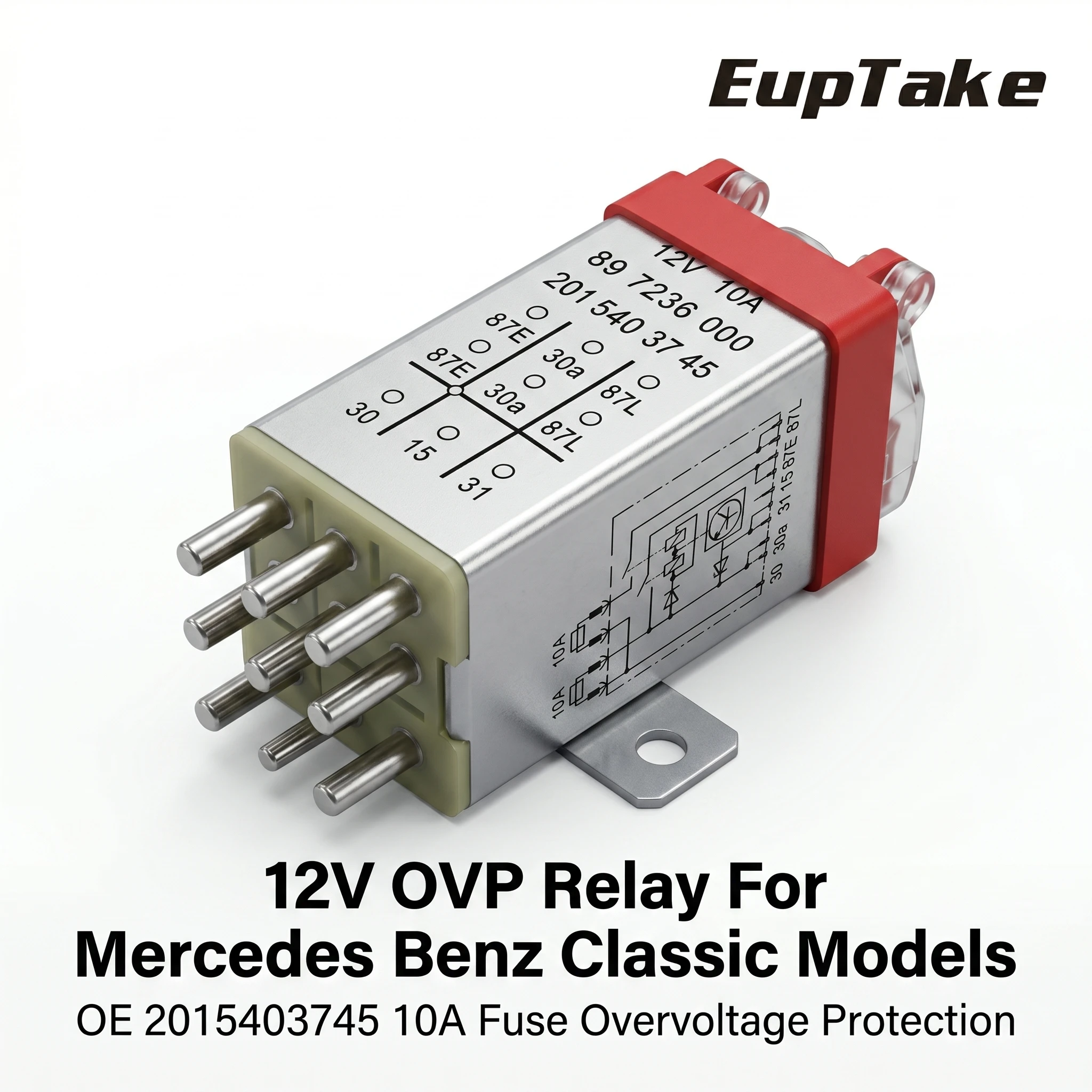 12V 9-Pin Overvoltage Protection OVP Relay 10A Fuse for Mercedes Benz W124 W201 W126 R107 R129 190E E300 300E Part 2015403745