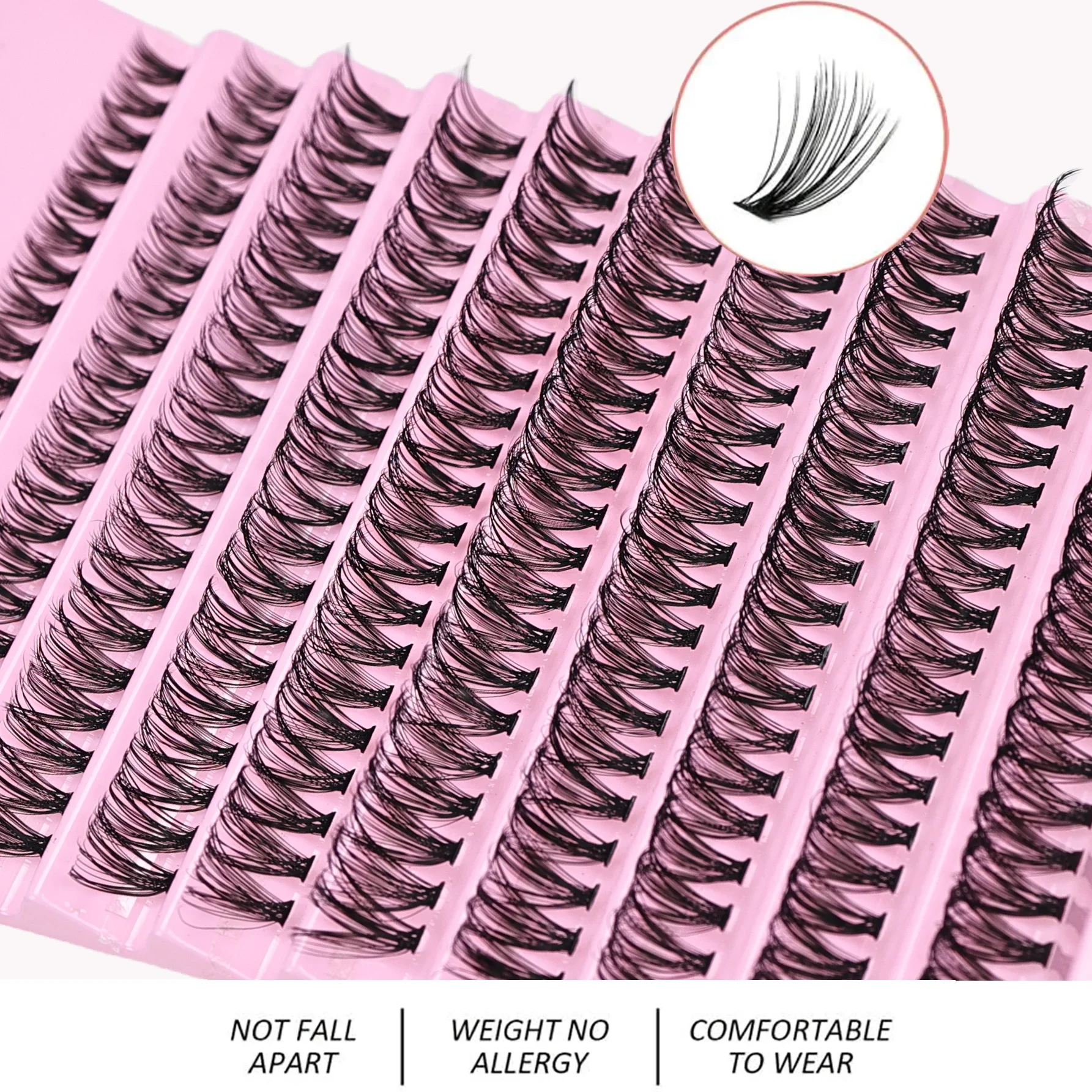 Einzelwimpern in verschiedenen Längen, natürlicher Look, segmentierte falsche Wimpern, wiederverwendbare DIY-Wimpernverlängerung für das Augen-Make-up zu Hause. – Detail 3