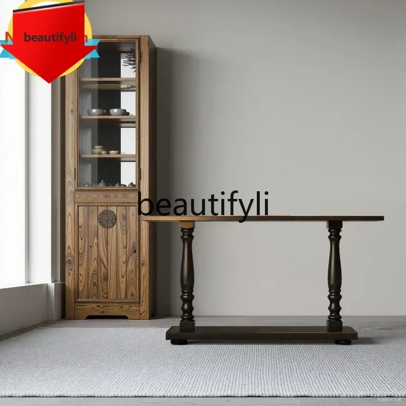 

Q181 French Vintage Style Retro Solid Wood Entryway Table American Style Wall-Mounted Entryway Console Entryway Display Table