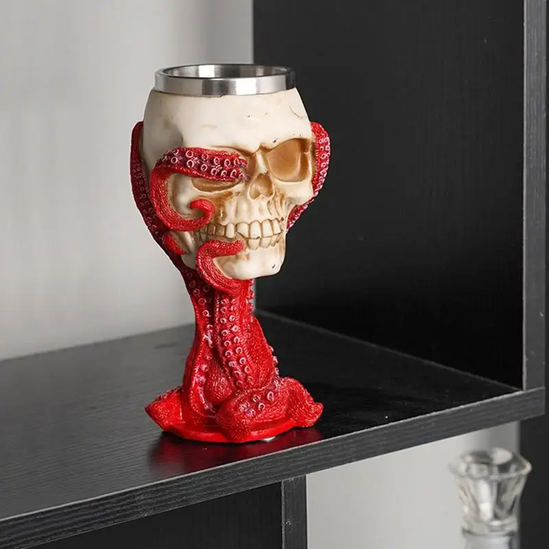 Skull Mug Devoured Octopus Skull Tankard 304 Stainless Steel Inner Tea Coffee Beer Mugs Cup BEST Halloween Birthday Gift