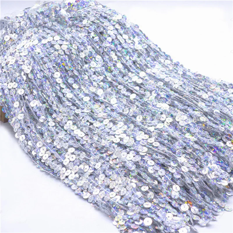 1M Glitter Sequins Tassel Fringe Trim 30cm Wide Lace Trimming for Latin Dance Skirts Stage Curtain Garment DIY Costume Accessory