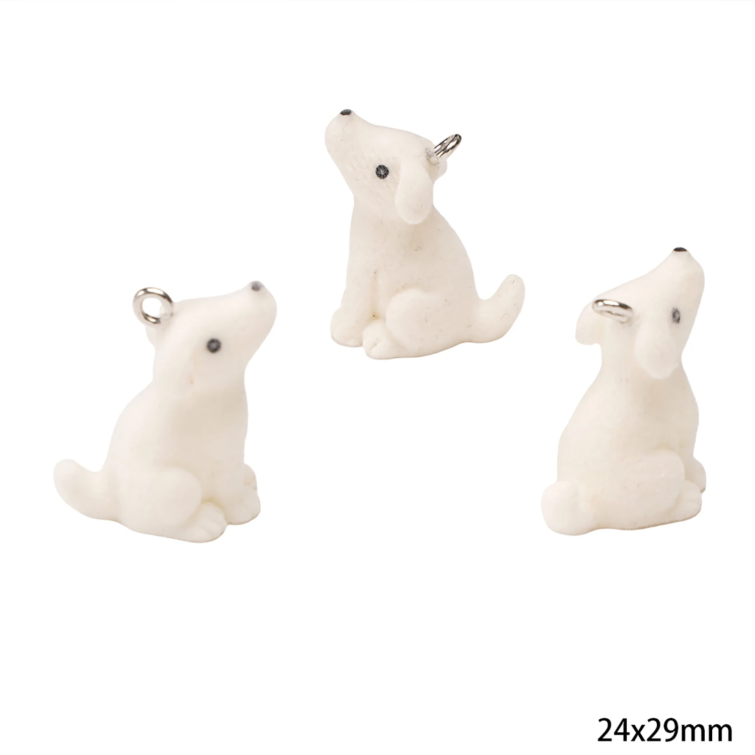 3D Flocking Resin Animal Charms for DIY Jewelry