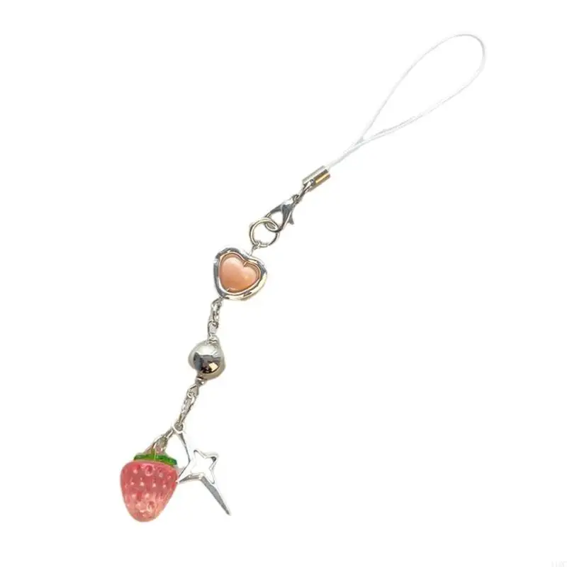 Lovely Heart Lock Strawberry Phone Charm Straps Car Keys Pendants Bag Decoration 