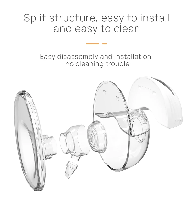 مضخة حليب الثدي الكهربائية اللاسلكية يمكن ارتداؤها بدون استخدام اليدين، شاشة LED غير مرئية خالية من مادة BPA، على شكل قذيفة، مقشر حليب الثدي المحمول #5