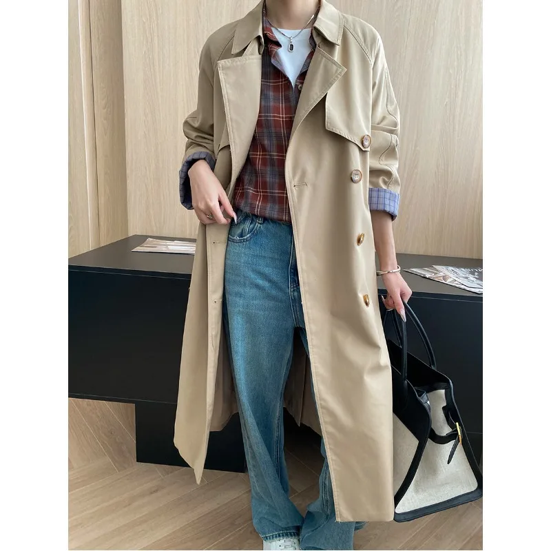 

Тренчи женские длинные пальто куртки с отложным воротником пальто на шнуровке с поясом Y2k уличная куртка рабочая повседневная верхняя одежда осень зима