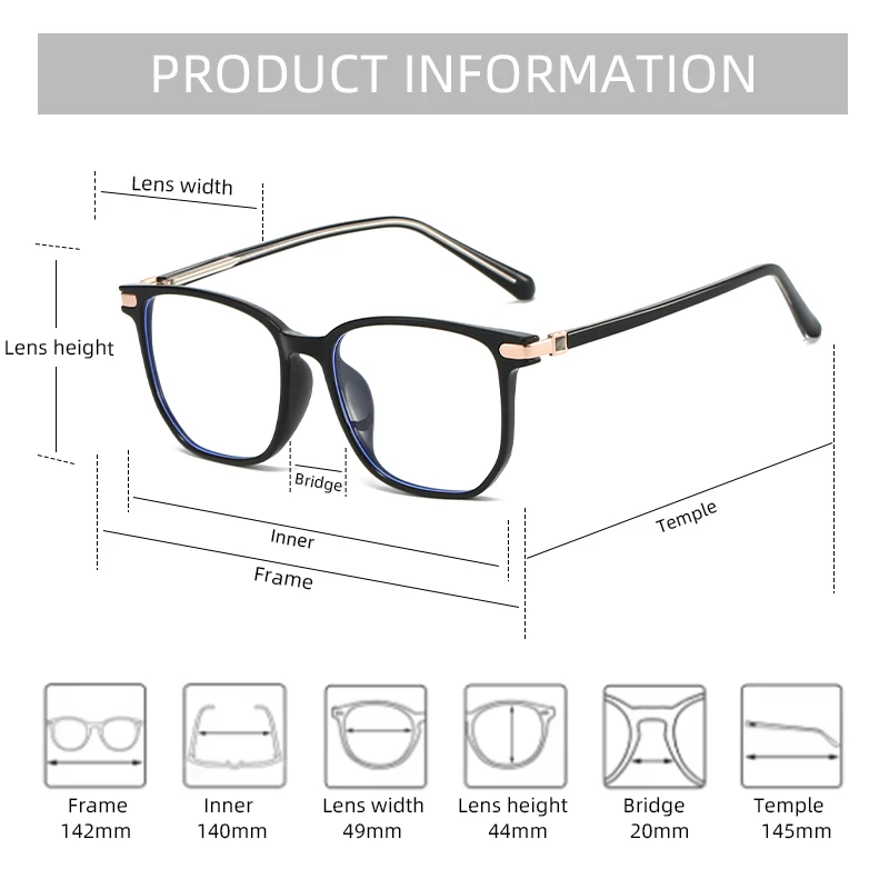 مكافحة الضوء الأزرق المتضخم النظارات البصرية الرجعية إطار مربع الرجال النساء النظارات البصرية خمر نظارات الكمبيوتر #3