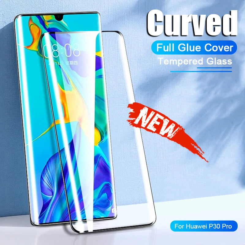 Full Cover All Glue Curved Tempered Glass For Huawei P30 P40 P50 Pro Plus Screen Protector Mate 30 20 40 Pro RS Film Accessories