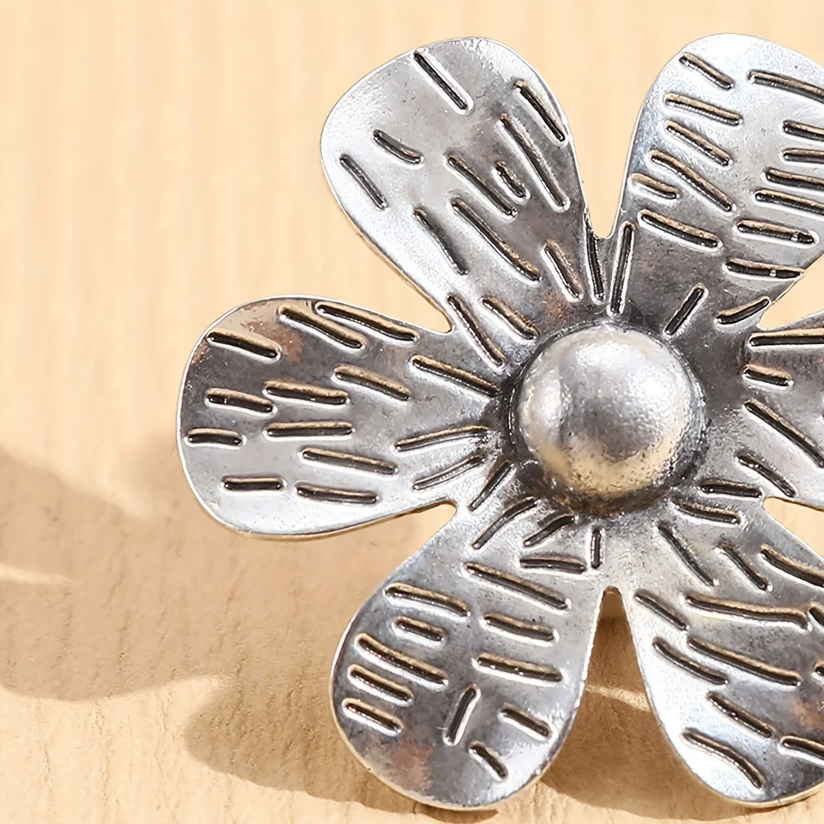 Vintage Ring Exaggerated Flower Design Silver Plated Adjustable Jewelry Match Daily Outfits Stunning Party Accessory