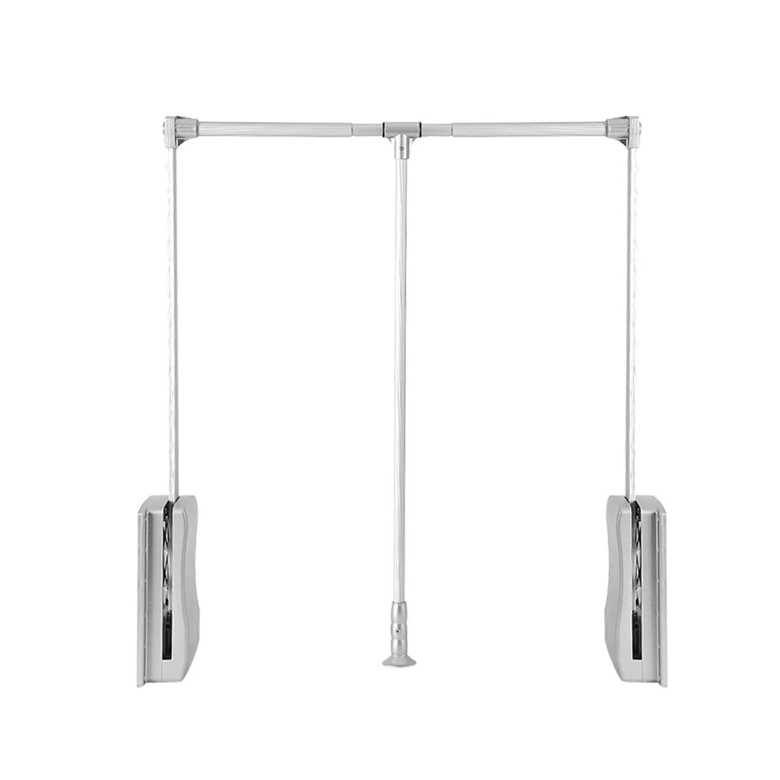 

Lift/Pull Down Adjustable Width Wardrobe Clothes Hanging Rail Soft Return Space Saving #2