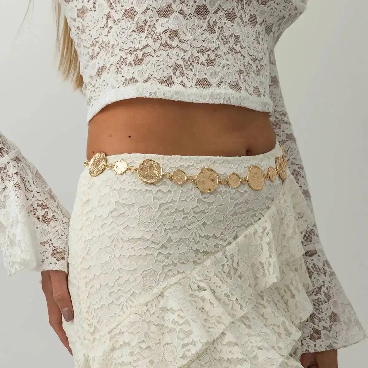 Punk Gold Color Round Belly Waist Chains Women Summer Vacation Sexy Bikini Dress Body Chain Fashion Jewelry Accessory