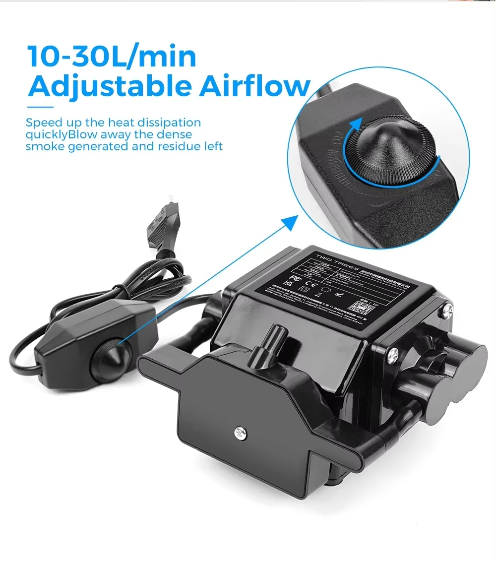 Twotrees 30L Air Assist Pump for Laser Engraver Cutter, Low Noise Adjustable 10-30L/min for TTS-55 TS2 TS3 TTS-10 S9, Black