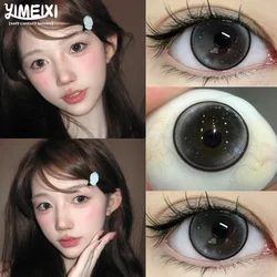 YIMEIXI 1 Pair Colored Contacts Lenses with Myopia 0 to -8.00 Degree Large Eyed Black Lenses Soft Korean Lenses Natural Lenses