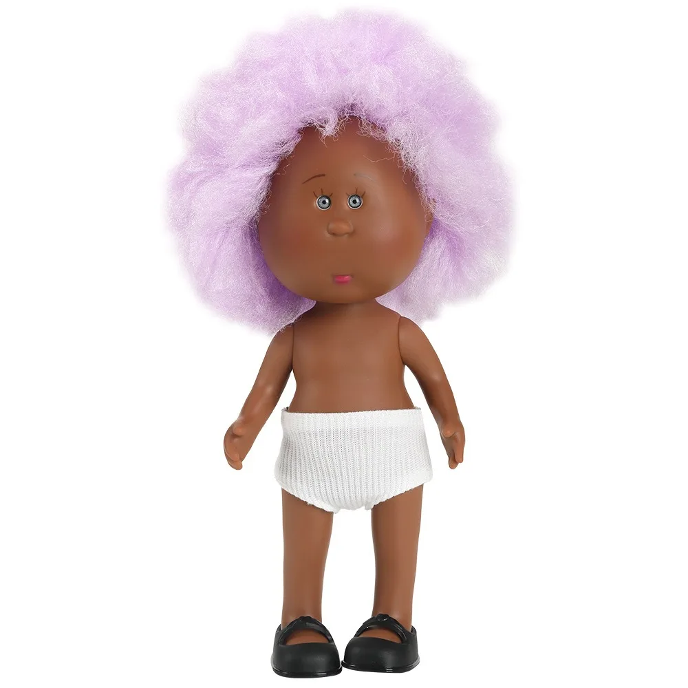 

Fashion Curly Hair 24cm Bean Eye Vinyl Dark Skin Dress Up Mia Potato Movable 24cm Action Figure Body Accessories