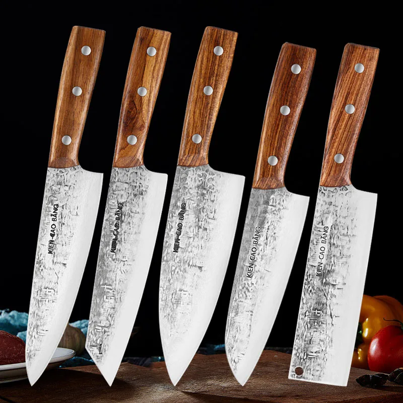 Chef Santoku Sashimi Knife Forged Meat Cleaver Wood Handle Stainless Steel Peeling Slicing Knife for Fish Salon Sushi