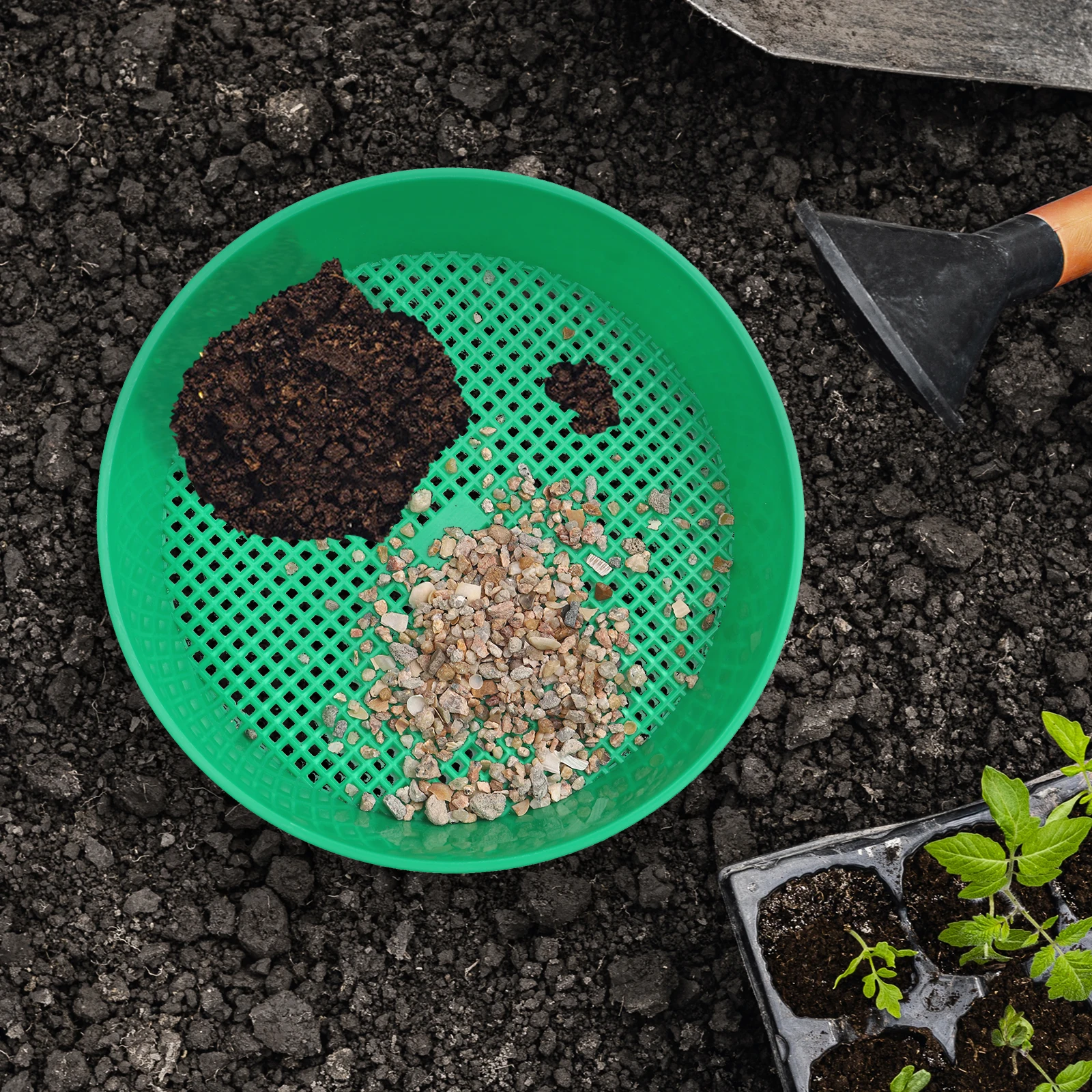 

2pcs Garden Sieve Net Round Plastic Mesh Screen for Soil Sand Sifting Lightweight Durable Filtering Small Gravel Gold Pieces
