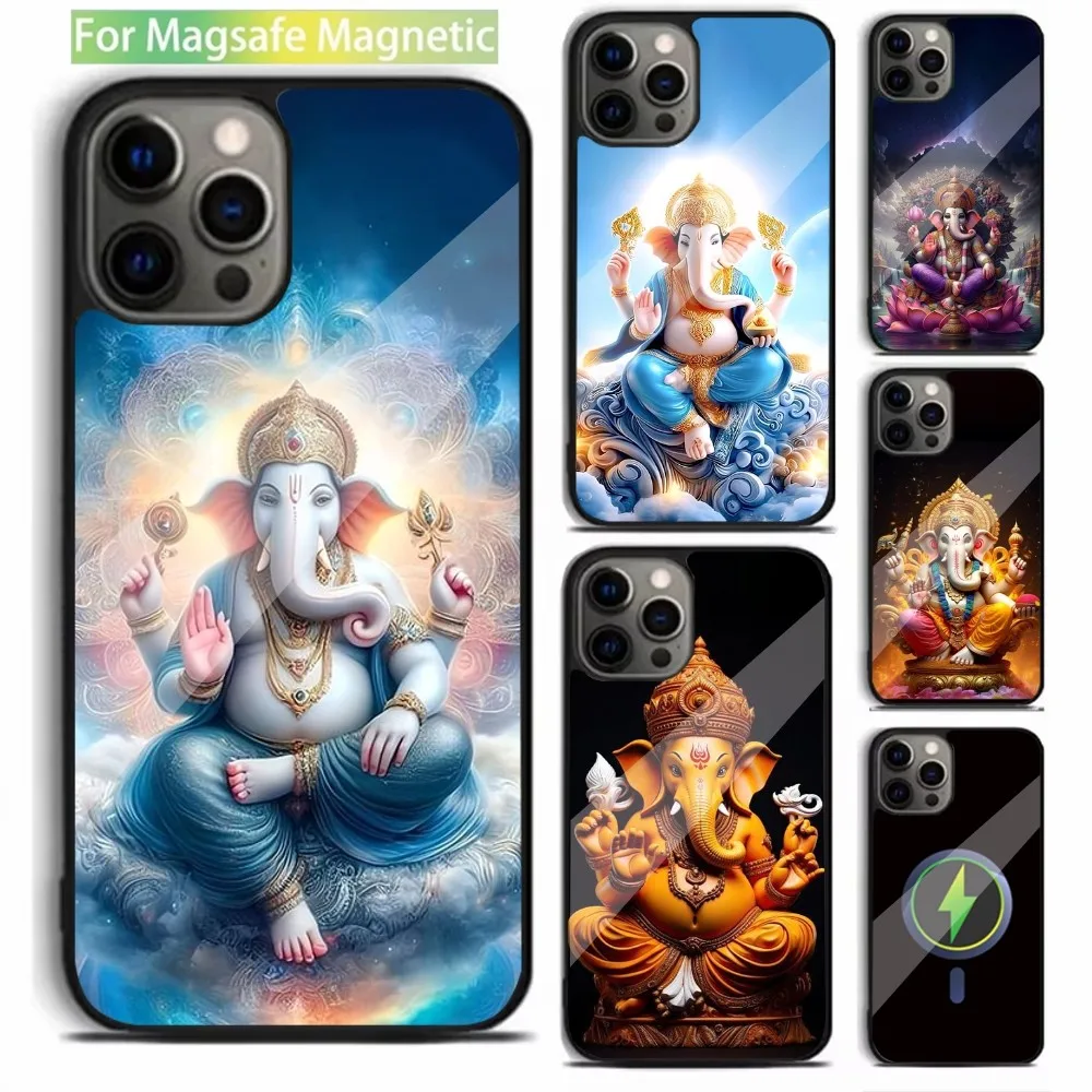 Ganesh Elephant God Phone Case For iPhone 15,14,13,12,11,Plus,Pro,Max Mini Magsafe Magnetic Wireless Charging