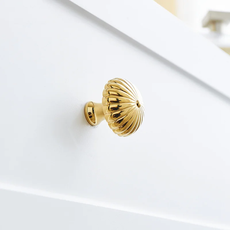 Gold single hole drawer small handle, modern simple high-end light luxury round ball solid cabinet wardrobe door handle