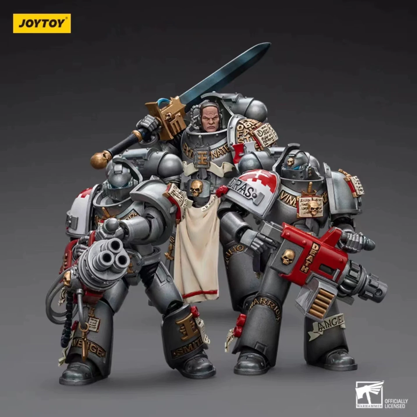 JOYTOY 1/18 Grey Knights Strike Squad Justicar with Psycannon with Psilencer Action Figure 12cm Game Soldier Figurine Model Gift