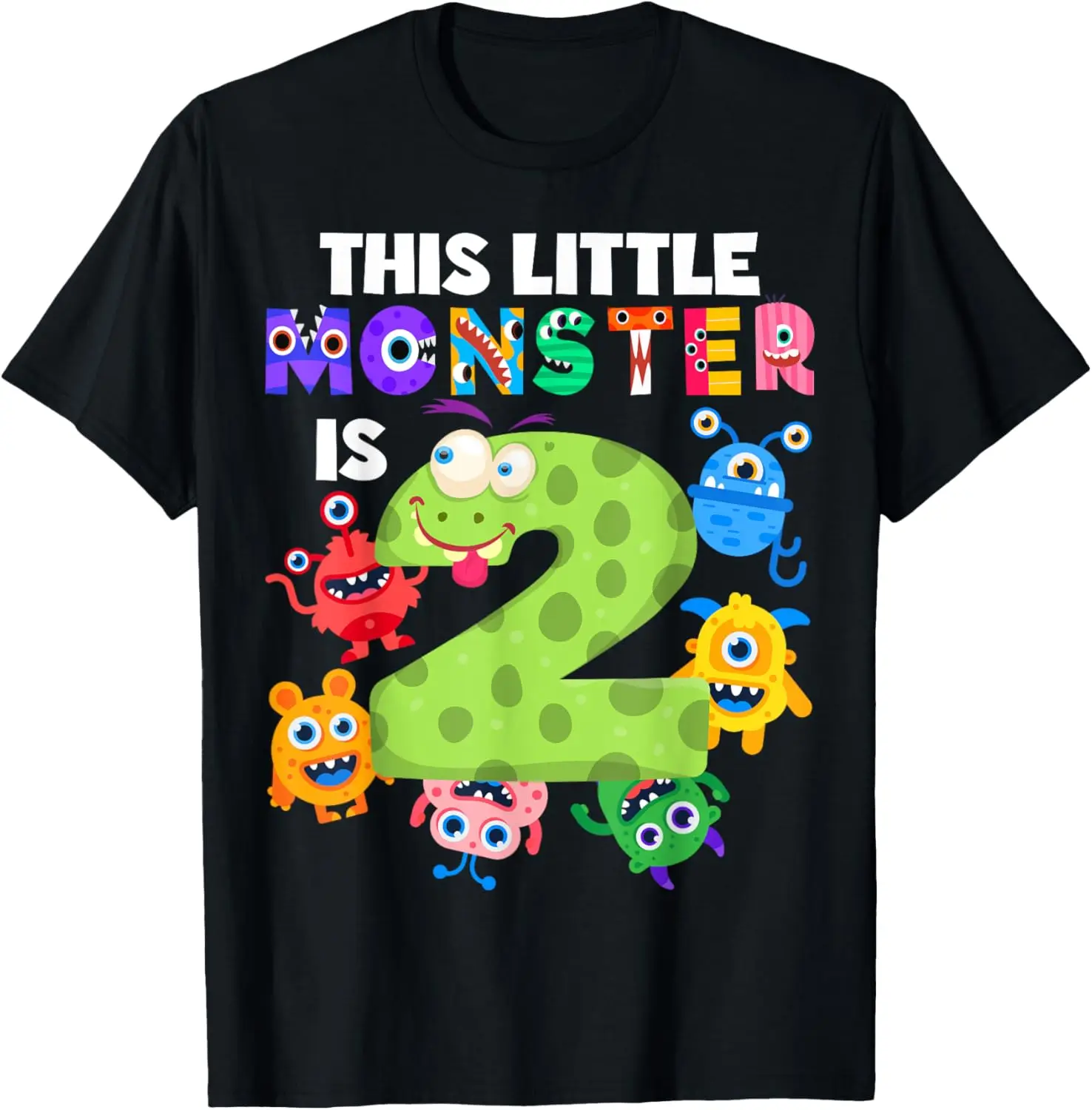 

This Little Monster is 2 Two Years 2nd Birthday Party Aliens T-Shirt