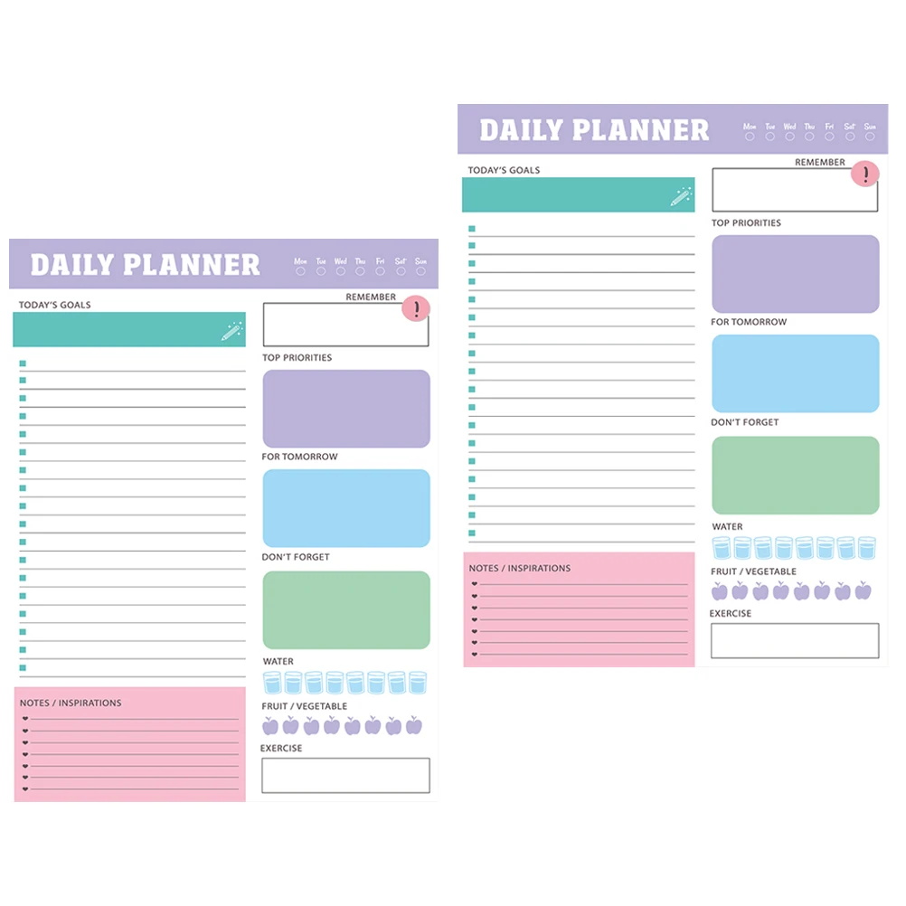 

2 Books Time Management Planner Notebook Thick Paper Smooth Writing Daily Organizer Notepad for Students Office Workers Teachers