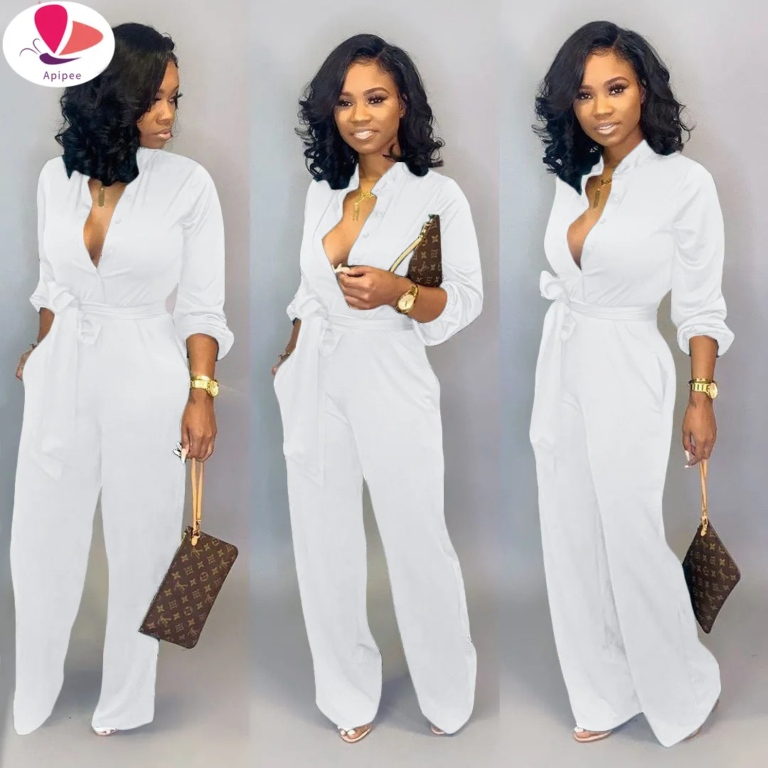 2024 New Arrival Office Lady Straight 2 Pcs Jumpsuits Chic Design Turn-down Collar Street Wear Rompers Overalls