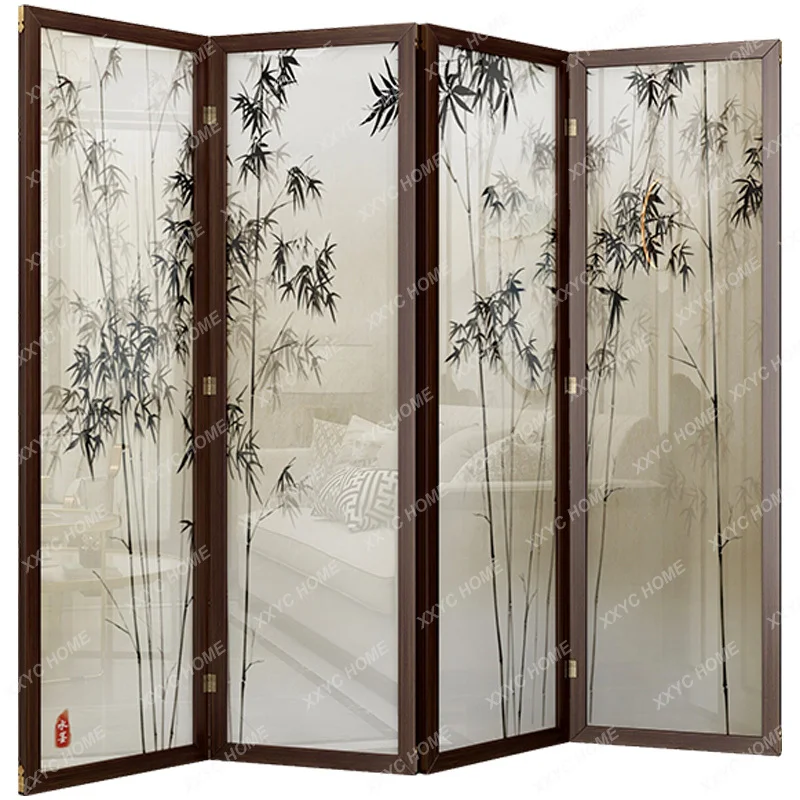 

High Quality Zen Solid Wood Chinese Style Screen Partition Board Hallway Living Room Folding Mobile New Chinese Style Room