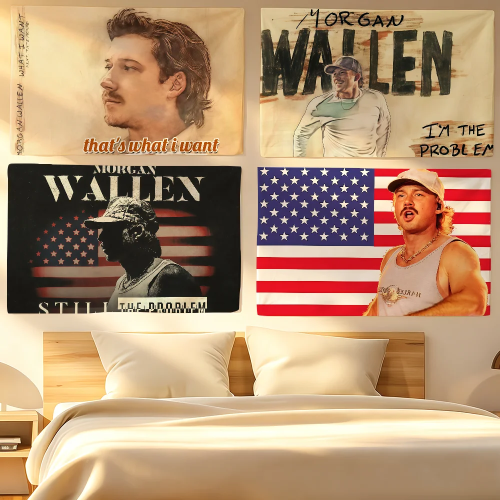 American Singer  Morgan Wallen Flag Tapestries For Classroom Dormitory Camping Picnic Party Cheering Home Indoor Outdoor Decor