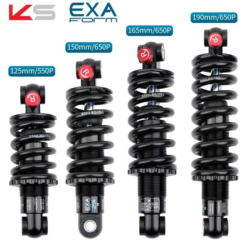 KS EXA Bicycle Rear Shock Absorber 125/150/165/190mm MTB Electric Scooter Hydraulic Spring Shock Absorber Adjustable Damping