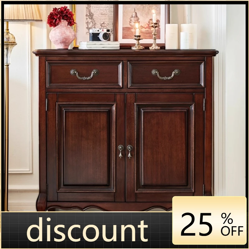 LMM solid wood shoe cabinet Golden silk teak all solid wood living room 1.1m home shoe cabinet