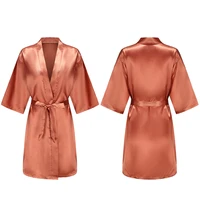 Women's Pure Short Silky Robes Bridesmaid Bride Party Satin Robes Sleepwear - Image 6