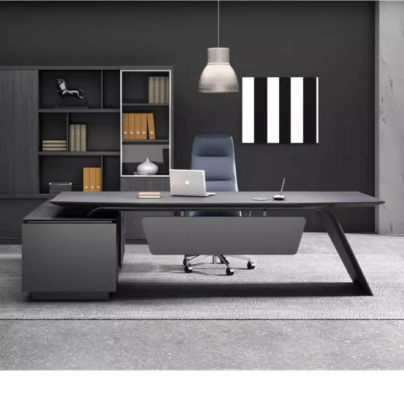 

Современный стол начальника, большой, стильный и простой общий менеджер, шкаф, поддерживающая офисную мебель, супервизор.