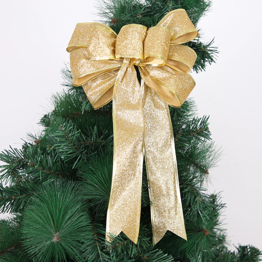 

Christmas Tree Bow Decorations Burlap Bows Red Bowknot Bowknots Gold Powder