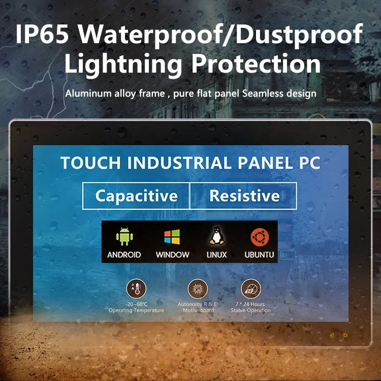 Ipctech IP65 layar LCD industri laut layar sentuh terpasang kendaraan Pc 13.3 inci IP65 tahan air semua dalam satu sentuh Panel industri PC