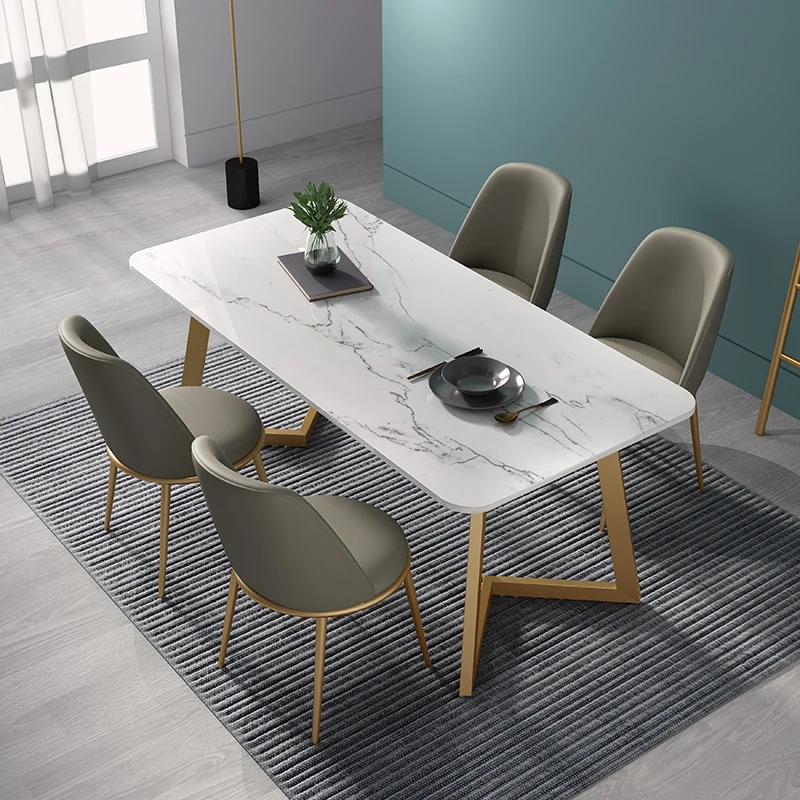 

Nordic Modern Design Restaurant Marble Top Dining Table and Chair Set Home Luxury Restaurant Furniture 6 Seats