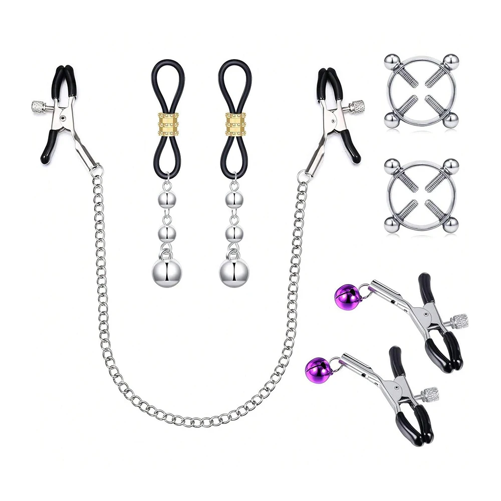 Fake Nipple Ring Stainless Steel Non Piercing Nipple Rings Clip On Nipplerings with Choker Nipple Clamps Piercing Jewelry