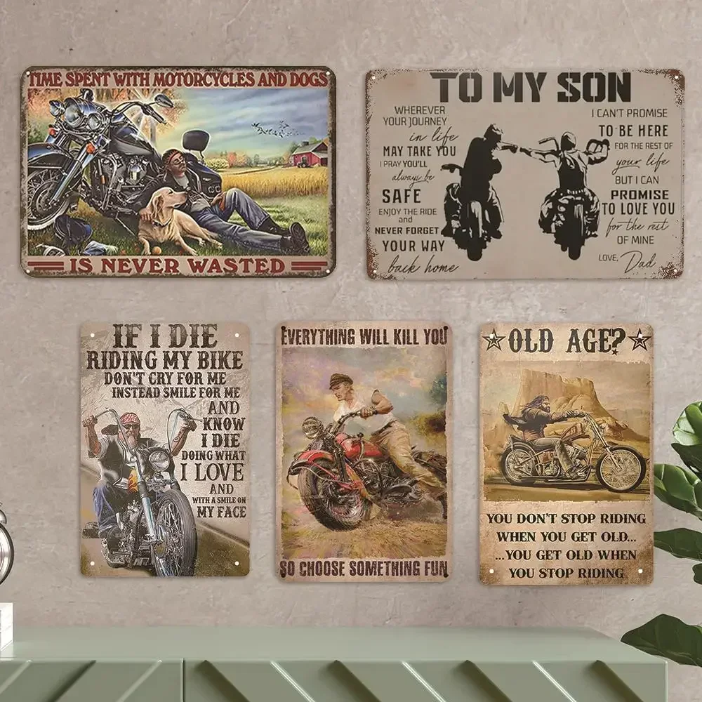 retro metal sign Motorcycle You Don’t Stop Racing When You Get Old  Poster Tin Sign Iron Painting Home  Funny Metal Wall Decor