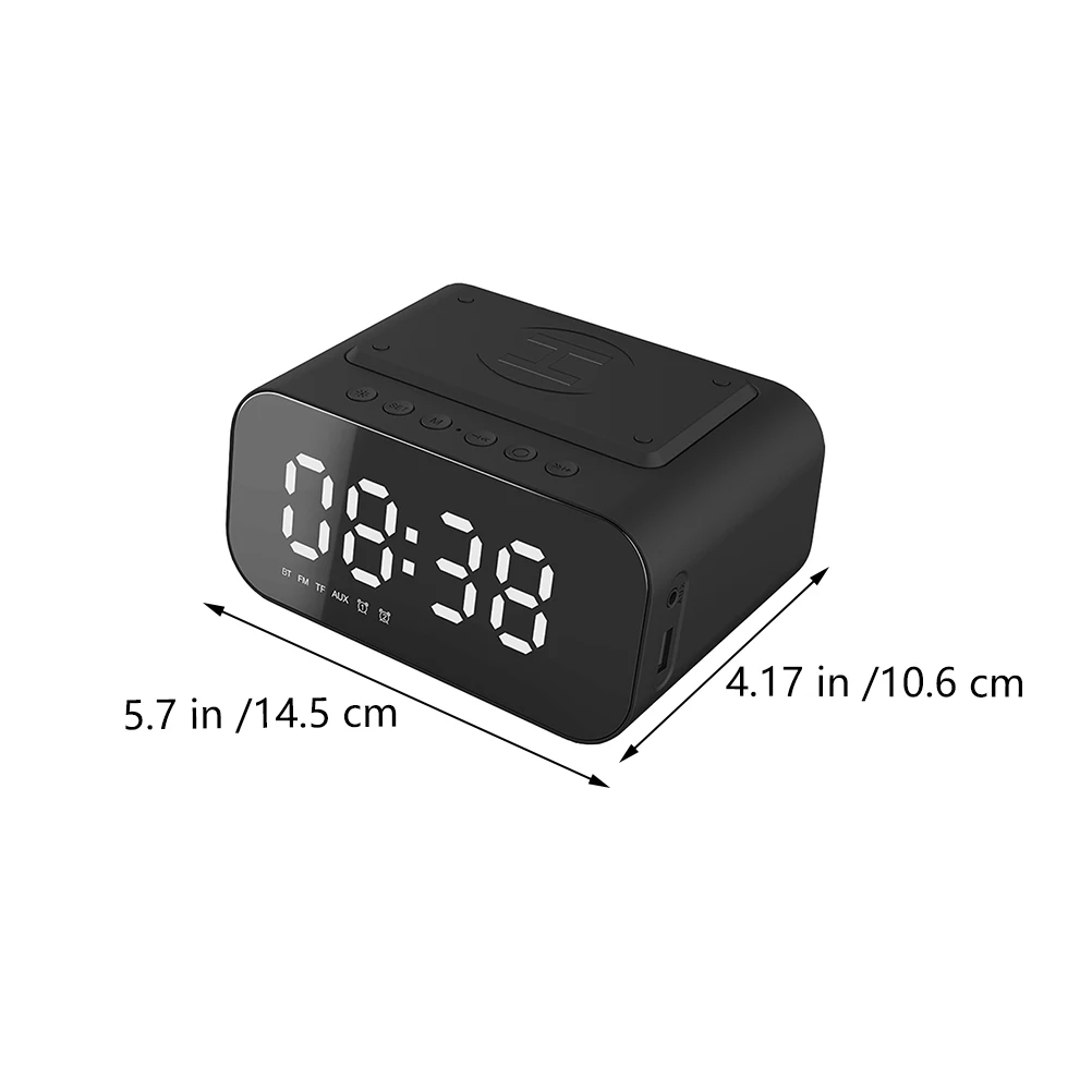 

Wireless Charging Speaker Digital Alarm Clock Led Display Bass Sound Bedroom Office School Use