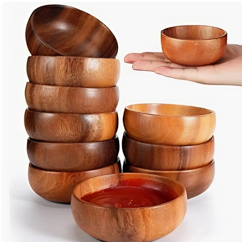 12-15cm Natural Handmade Coconut Shell Bowl with Wooden Spoon, Fruit Dessert Rice Salad Ramen Tableware