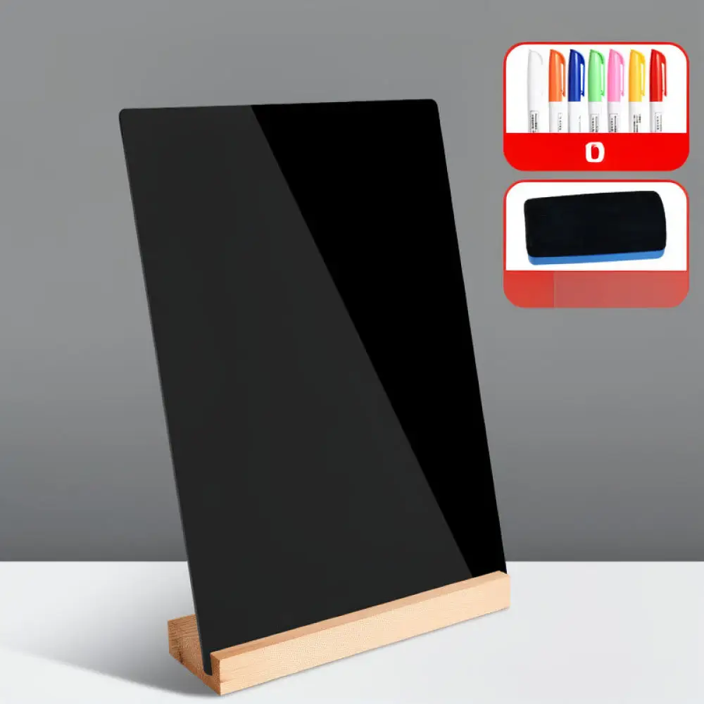 Reusable Acrylic Blackboard Sign Desktop Message Display Stand Erasable Writing Menu Holder For Restaurant Cafe Office Desk