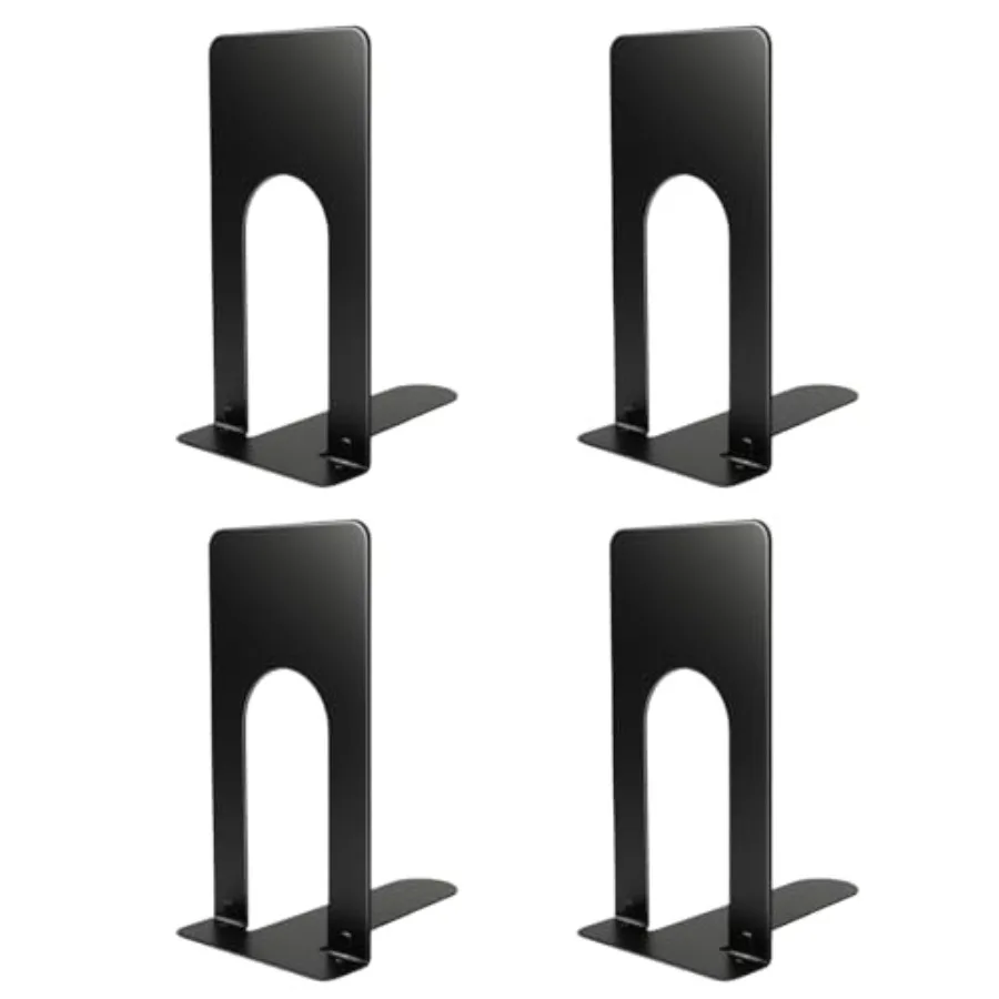 Metal Book Ends 4 Pack for Shelves and Desk