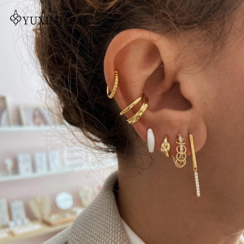 925 Sterling Silver Ear Needle Multi-ring vintage Earrings Full Of Diamonds Hoop Earrings Gold Earrings For Women Trend Jewelry