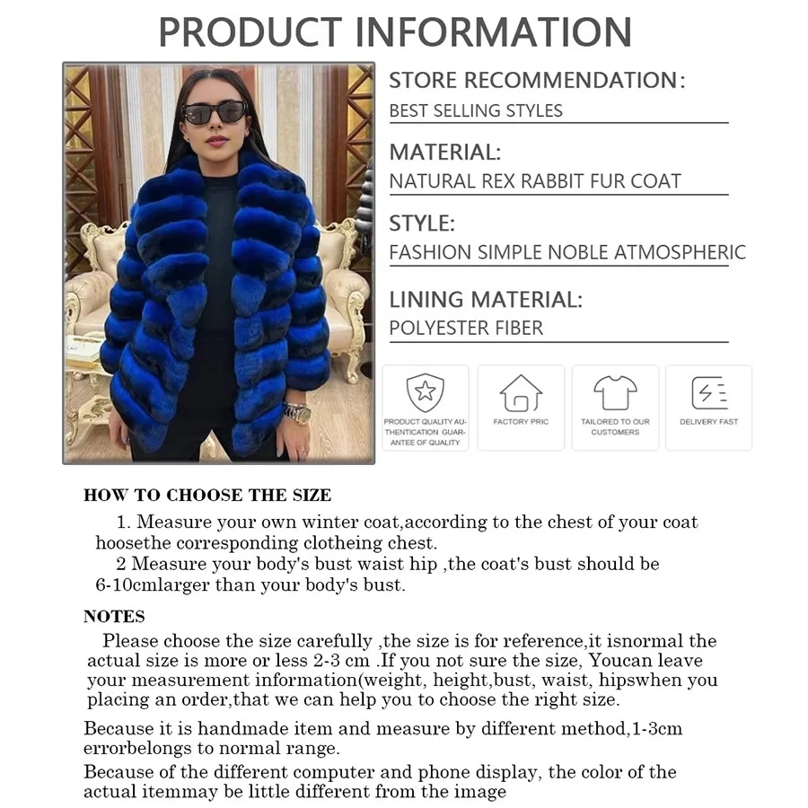 Women Chinchilla Fur Coat Women Real Rex Rabbit Fur Coat Luxury Clothes Winter Jackets For Women
